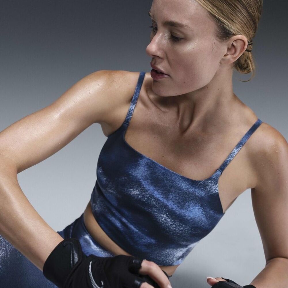 Nike NWT Armory Navy One Convertible Light-Support Printed Sports Bra - Picture 4 of 7